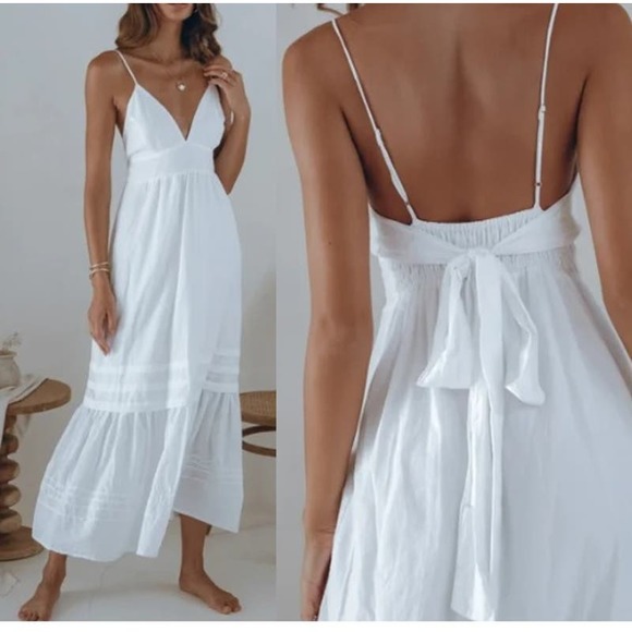 REVOLVE Dresses & Skirts - REVOLVE Pampelone Chloe Sundress Maxi Dress Cotton White Size XS